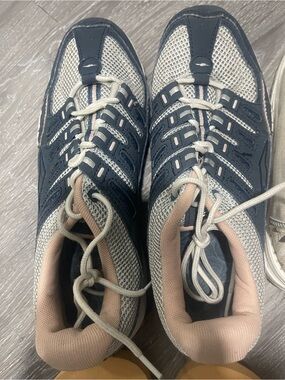 Women’s Navy and Beige Mesh Athletic Sneakers
